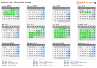 Kalender 2015 mit Ferien und Feiertagen Republika Srpska