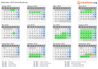 Kalender 2015 mit Ferien und Feiertagen Brandenburg