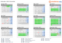 Kalender 2015 mit Ferien und Feiertagen Grenoble