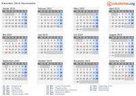 Kalender 2015 mit Ferien und Feiertagen Normandie