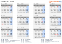 Kalender 2015 mit Ferien und Feiertagen Guinea