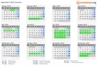Kalender 2015 mit Ferien und Feiertagen Drente