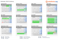 Kalender 2015 mit Ferien und Feiertagen Limburg