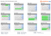 Kalender 2015 mit Ferien und Feiertagen Nordbrabant (süd)