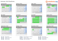 Kalender 2015 mit Ferien und Feiertagen Basilikata