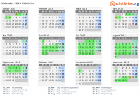 Kalender 2015 mit Ferien und Feiertagen Kalabrien