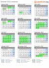 Kalender 2015 mit Ferien und Feiertagen Lombardei