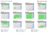 Kalender 2015 mit Ferien und Feiertagen Lombardei