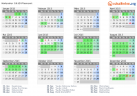 Kalender 2015 mit Ferien und Feiertagen Piemont