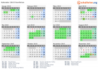 Kalender 2015 mit Ferien und Feiertagen Sardinien