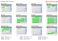 Kalender 2015 mit Ferien und Feiertagen Toskana