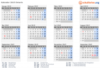 Kalender 2015 mit Ferien und Feiertagen Ontario