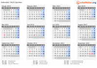 Kalender 2015 mit Ferien und Feiertagen Quebec