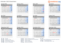 Kalender 2015 mit Ferien und Feiertagen Kasachstan