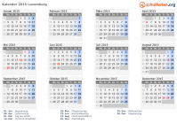 Kalender 2015 mit Ferien und Feiertagen Luxemburg