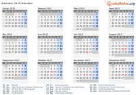 Kalender 2015 mit Ferien und Feiertagen Marokko