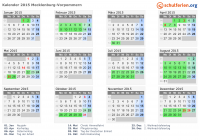 Kalender 2015 mit Ferien und Feiertagen Mecklenburg-Vorpommern