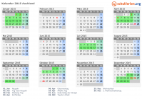 Kalender 2015 mit Ferien und Feiertagen Auckland