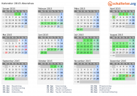Kalender 2015 mit Ferien und Feiertagen Akershus
