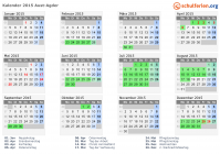 Kalender 2015 mit Ferien und Feiertagen Aust-Agder