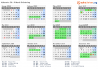 Kalender 2015 mit Ferien und Feiertagen Nord-Tröndelag
