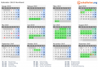 Kalender 2015 mit Ferien und Feiertagen Nordland
