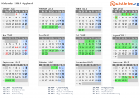 Kalender 2015 mit Ferien und Feiertagen Oppland