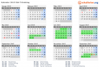 Kalender 2015 mit Ferien und Feiertagen Süd-Tröndelag