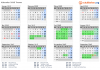 Kalender 2015 mit Ferien und Feiertagen Troms