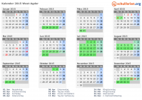Kalender 2015 mit Ferien und Feiertagen West-Agder