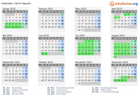 Kalender 2015 mit Ferien und Feiertagen Oppeln