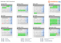 Kalender 2015 mit Ferien und Feiertagen Saarland