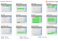 Kalender 2015 mit Ferien und Feiertagen Genf