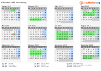 Kalender 2015 mit Ferien und Feiertagen Neuenburg