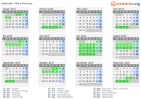 Kalender 2015 mit Ferien und Feiertagen Schwyz