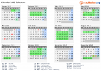 Kalender 2015 mit Ferien und Feiertagen Solothurn
