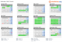 Kalender 2015 mit Ferien und Feiertagen Tessin