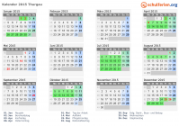 Kalender 2015 mit Ferien und Feiertagen Thurgau