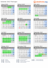 Kalender 2015 mit Ferien und Feiertagen Thüringen