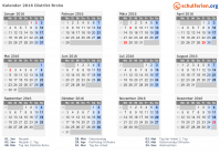 Kalender 2016 mit Ferien und Feiertagen Distrikt Brcko
