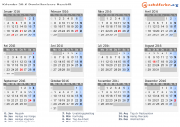 Kalender 2016 mit Ferien und Feiertagen Dominikanische Republik