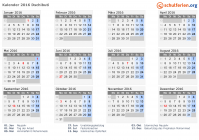 Kalender 2016 mit Ferien und Feiertagen Dschibuti