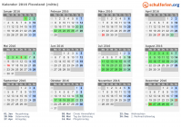 Kalender 2016 mit Ferien und Feiertagen Flevoland (mitte)