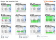 Kalender 2016 mit Ferien und Feiertagen Gelderland (nord)