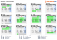 Kalender 2016 mit Ferien und Feiertagen Abruzzen