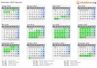 Kalender 2016 mit Ferien und Feiertagen Apulien