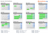Kalender 2016 mit Ferien und Feiertagen Basilikata