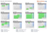 Kalender 2016 mit Ferien und Feiertagen Kalabrien