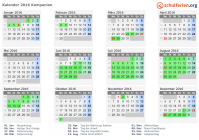 Kalender 2016 mit Ferien und Feiertagen Kampanien