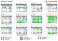 Kalender 2016 mit Ferien und Feiertagen Südtirol